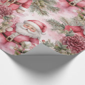 Pink Christmas Santa-clausule Cadeaupapier (Hoek)