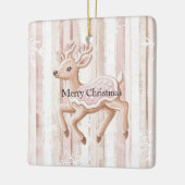 Pink Christmas Snowflakes Reindeer Keramisch Ornament (Links)