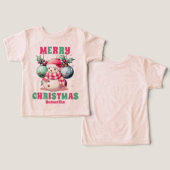 Pink Christmas Snowman Gepersonaliseerde naam (Ontwerp Voorkant & Achterkant)