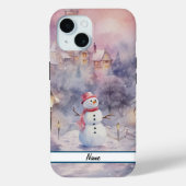 Pink Christmas Snowman Tough Case-Mate iPhone Case (Achterkant)
