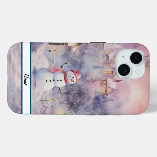 Pink Christmas Snowman Tough Case-Mate iPhone Case (Achterkant (horizontaal))