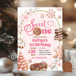 Pink Christmas Sweet One Winter Eerste Verjaardag Kaart<br><div class="desc">Winter Gingerbread Cake dan Donut Eerste Verjaardag,  Sneeuwvlok Bloemen Vakantie Party,  Chocolade Vakantie Kerstfeest,  Winter Hot Cocoa Verjaardag Meisje,  Cookies en Sneeuwman Verjaardagsfeest,  Gingerbread House Kerstmis Verjaardag,  Winter Holiday Party.</div>