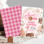 Pink Christmas Sweet One Winter Eerste Verjaardag Kaart