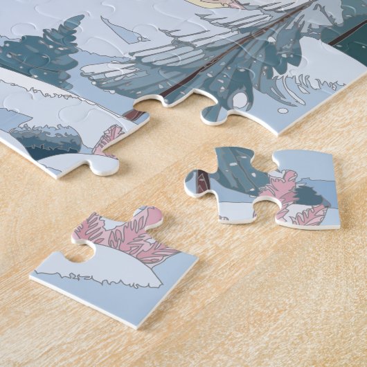 Pink Christmas Town Legpuzzel (Zijkant)