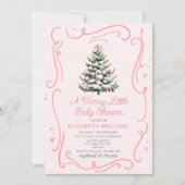 Pink Christmas Tree A Merry Little Baby Shower Kaart (Voorkant)