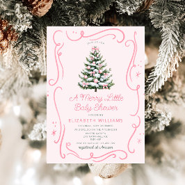 Pink Christmas Tree A Merry Little Baby Shower Kaart