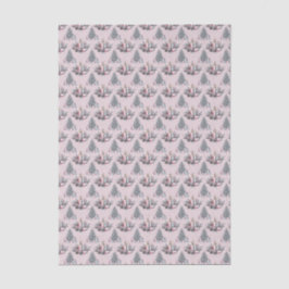 Pink Christmas Tree and Candle Tissuepapier