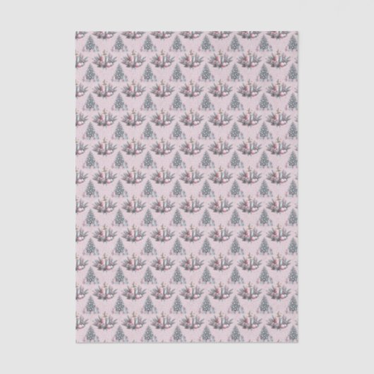 Pink Christmas Tree and Candle Tissuepapier (Voorkant)