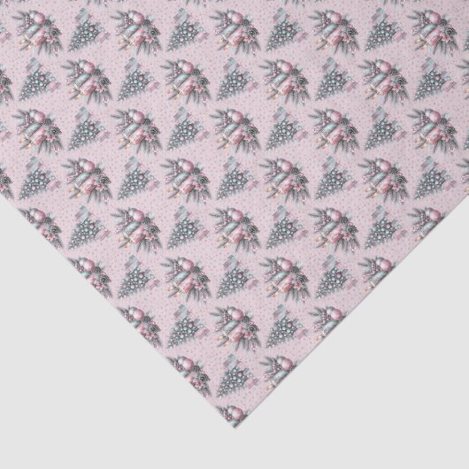 Pink Christmas Tree and Candle Tissuepapier (Detail)