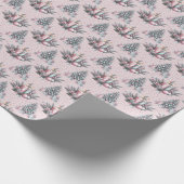 Pink Christmas Tree and Candle Wrapping Paper Cadeaupapier (Hoek)