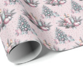 Pink Christmas Tree and Candle Wrapping Paper Cadeaupapier (Rol Hoek)