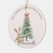 Pink Christmas Tree Baby Girl First Christmas Keramisch Ornament (Links)