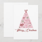 Pink Christmas Tree Card Kaart (Voorkant / Achterkant)