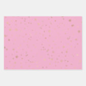 Pink Christmas Tree Gold Snowflakes Inpakpapier Vel (Voorkant 3)