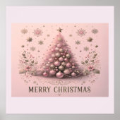 Pink Christmas Tree Merry Christmas Poster (Voorkant)