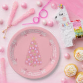 Pink Christmas Tree Paper Plate Papieren Bordje (Feest)