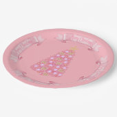 Pink Christmas Tree Paper Plate Papieren Bordje (Gekanteld)