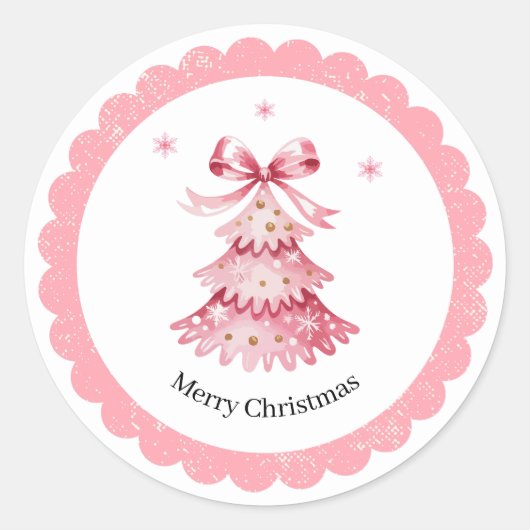 Pink Christmas Tree Sticker Pack Merry Christmas (Voorkant)
