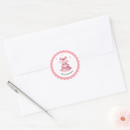 Pink Christmas Tree Sticker Pack Merry Christmas (Envelop)