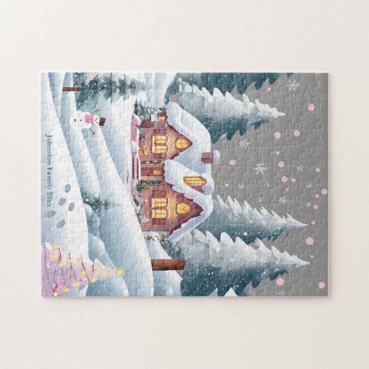 Pink Christmas Tree Town Legpuzzel (Horizontaal)