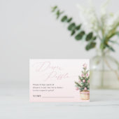 Pink Christmas Tree Winter Girl Diaper Raffle Informatiekaartje (Staand voorkant)