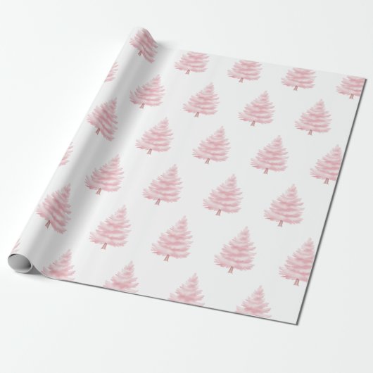 Pink Christmas Trees Cadeaupapier (Uitgerold)