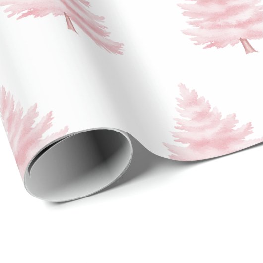 Pink Christmas Trees Cadeaupapier (Rol Hoek)