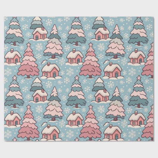 Pink Christmas Trees  Cadeaupapier (Vlak)