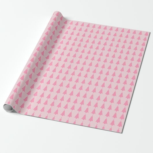 Pink Christmas Trees - Modern Holiday Pattern Cadeaupapier (Uitgerold)