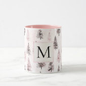 Pink Christmas Trees Monogram Mok (Midden)