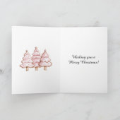 Pink Christmas Trees with Gold Stars Kaart (Binnen)