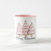 Pink Christmas Trees with Gold Stars Mok (Midden)