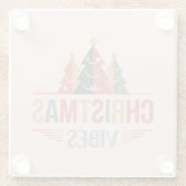 Pink Christmas Vibes Glass Coaster Glazen Onderzetter (Achterkant)