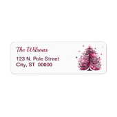 Pink Christmas Whimsical Tree Retouradres Etiket (Voorkant)