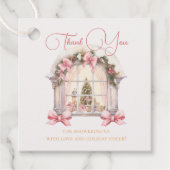 Pink Christmas Window Baby Shower Watercolor  Bedankjes Labels (Voorkant)