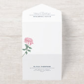 Pink Chrysanthemum Botanical Wedding All In One Uitnodiging (Buiten)