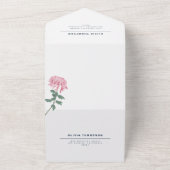 Pink Chrysanthemum Botanical Wedding All In One Uitnodiging (Buitenkant)