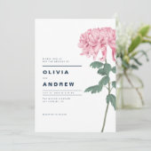 Pink Chrysanthemum Botanical Wedding Kaart (Staand voorkant)