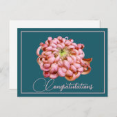 Pink Chrysanthemum Cyan Backdrop Gefeliciteerd Briefkaart (Voorkant / Achterkant)