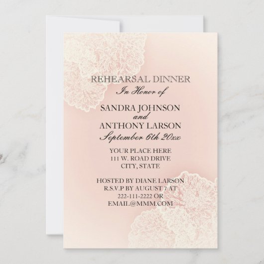 Pink Chrysanthemum Floral Rehearings Uitnodiging (Voorkant)