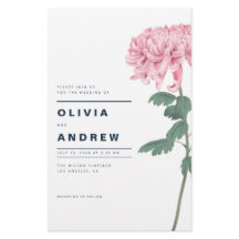 Pink Chrysanthemum Floral Wedding Invitation