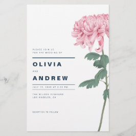 Pink Chrysanthemum Floral Wedding Invitation