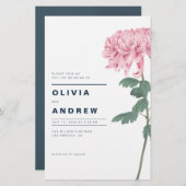 Pink Chrysanthemum Floral Wedding Invitation (Voorkant / Achterkant)