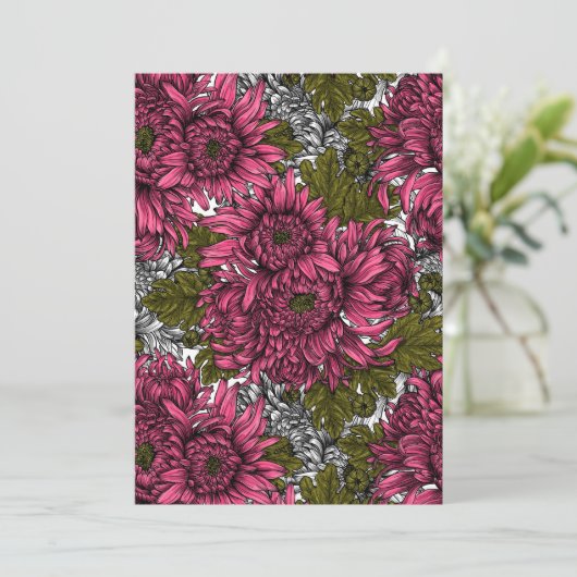 Pink chrysanthemum flowers (Staand voorkant)