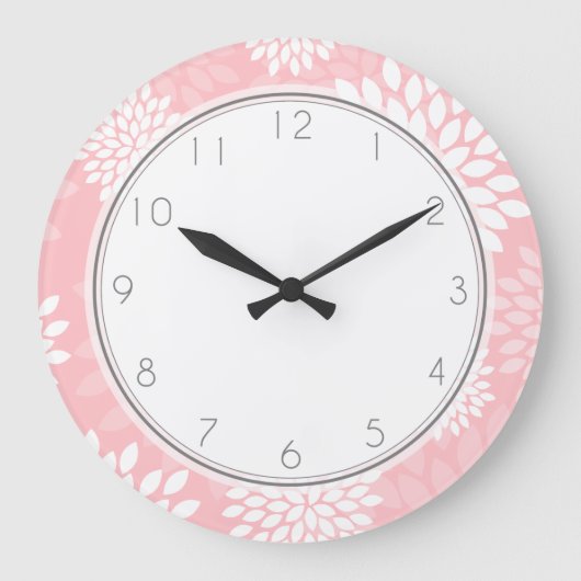 Pink Chrysanthemums Floral Pattern Grote Klok (Voorkant)
