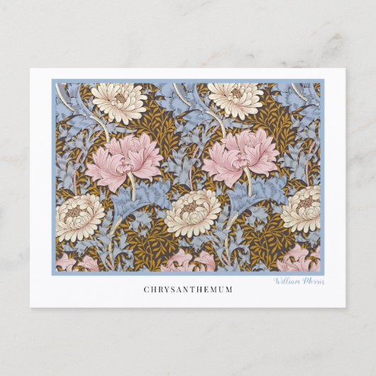Pink Chrysanthemums Floral William Morris Briefkaart (Voorkant)