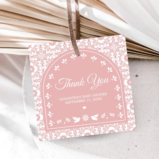 Pink Cielito Lindo Papel Picado Baby Shower Bedankjes Labels