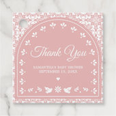 Pink Cielito Lindo Papel Picado Baby Shower Bedankjes Labels (Voorkant)
