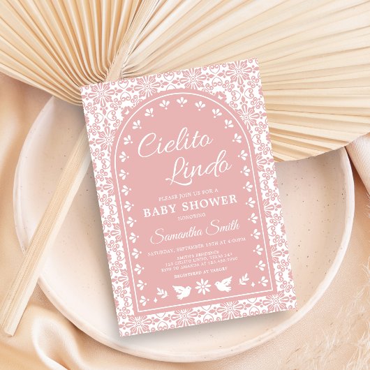Pink Cielito Lindo Papel Picado Baby Shower Kaart