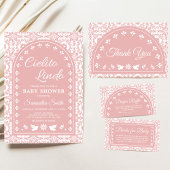 Pink Cielito Lindo Papel Picado Baby Shower Kaart